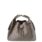 Load image into Gallery viewer, Chanel 25 Small Handbag Suede Calfskin & Gold Metal Dark Grey