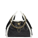 Load image into Gallery viewer, Chanel 25 Small Handbag Crumpled Shearling Sheepskin & Gold-Tone Metal Black & White