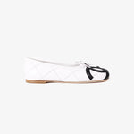 Load image into Gallery viewer, Chanel 2026 Coco Beach Cambon White and Black CC Logo Ballet Flats in Lambskin