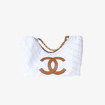 Load image into Gallery viewer, Chanel Coco Beach 2026 Denim Quilted Tote Bag with Brown Leather CC