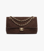 Load image into Gallery viewer, Chanel Suede Calfskin & Gold Metal Dark Brown