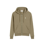 Load image into Gallery viewer, AMI Paris Cotton AMI De Coeur Zipped Hoodie Olive Green