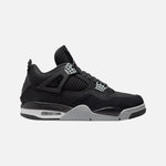 Load image into Gallery viewer, Air Jordan 4 Retro SE Black Canvas sneaker with black canvas upper, suede overlay and grey Jumpman heel