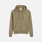 Load image into Gallery viewer, AMI Paris Cotton AMI De Coeur Zipped Hoodie Olive Green