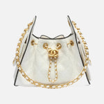 Load image into Gallery viewer, Chanel 25 Mini Handbag Braided Raffia, Calfskin & Gold-Tone Metal White & Black