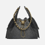 Load image into Gallery viewer, Chanel 25 Small Handbag Hobo Washed Denim & Gold-Tone Metal Black