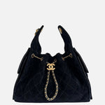 Load image into Gallery viewer, Chanel 25 Small Handbag Suede Calfskin & Gold Metal Black