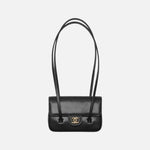 Load image into Gallery viewer, Chanel Clutch with Leather Strap, Mini Preppy Flap Bag Grained Shiny Calfskin & Gold-Tone Metal Black