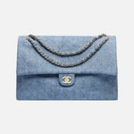 Load image into Gallery viewer, Chanel Maxi Flap Bag Washed Denim & Gold-Tone Metal Blue