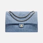 Load image into Gallery viewer, Chanel Maxi Flap Bag Washed Denim & Gold-Tone Metal Blue