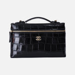 Load image into Gallery viewer, Chanel Trendy Handle Slim Vanity Pouch in Black Crocodile-Embossed Calfskin Leather with Gold Hardware
