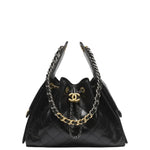 Load image into Gallery viewer, Chanel 25 Small Handbag Shiny Crumpled Calfskin, Gold-Tone & Ruthenium-Finish Metal Black