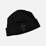 Load image into Gallery viewer, Chrome Hearts Badda Bing beanie in black Pima cotton with pony hair cross patch