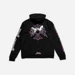 Load image into Gallery viewer, Chrome Hearts Deadly Doll hoodie in black with pink glitter pin-up graphic