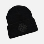 Load image into Gallery viewer, Chrome Hearts Double Plus wool beanie in triple black with tonal Double Plus motif