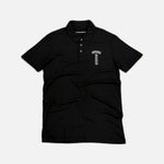 Load image into Gallery viewer, Chrome Hearts fleur button T-bar polo T-shirt in black