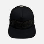 Load image into Gallery viewer, Chrome Hearts trucker cap in triple black with leather FUCK patch
