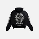 Load image into Gallery viewer, Chrome Hearts Malibu zip up hoodie in black with floral horseshoe graphic, view 2
