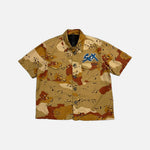 Load image into Gallery viewer, Chrome Hearts Matty Boy short sleeve shirt in desert tan camo with leather Sex patch