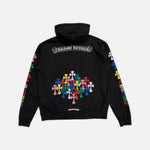 Load image into Gallery viewer, Chrome Hearts zip up hoodie in black with multicolour Cemetery Scroll graphic, view 2