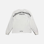 Load image into Gallery viewer, Chrome Hearts Scroll Rear Spread long sleeve T-shirt in white with scroll graphic across the back, view 2