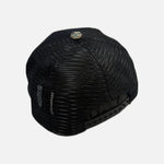 Load image into Gallery viewer, Chrome Hearts St. Barths trucker cap in black and purple with three leather cross patches, view 2