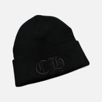 Load image into Gallery viewer, Chrome Hearts Watcher acrylic beanie in triple black with Double CH emblem