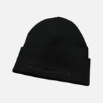 Load image into Gallery viewer, Chrome Hearts Watcher acrylic beanie in triple black with Double CH emblem, view 2