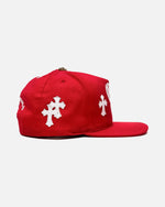 Load image into Gallery viewer, Chrome Hearts Leather Cross Patch CH Snapback Cap Red/White - side