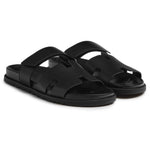 Load image into Gallery viewer, Hermès Paris Chypre Leather Black Sandals