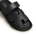 Load image into Gallery viewer, Hermès Paris Chypre Leather Black Sandals