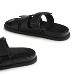 Load image into Gallery viewer, Hermès Paris Chypre Leather Black Sandals
