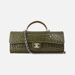 Load image into Gallery viewer, Chanel 26K Chain Clutch in Olive Crocodile-Embossed Calfskin Leather with Gold Hardware