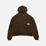 Load image into Gallery viewer, Paly Hollywood fluffy tinsel distressed hoodie in brown