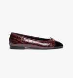 Load image into Gallery viewer, CHANEL 26A Metiers Dark Burgundy Croc Embossed Patent Leather Ballet Flats