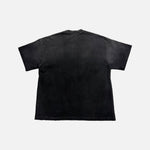 Load image into Gallery viewer, Satoshi Nakamoto distressed T-shirt in washed black and grey with reflective stencil graphic, view 2