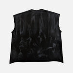 Load image into Gallery viewer, Satoshi Nakamoto Don't ChatGPT Me sleeveless T-shirt in distressed vintage black/grey, view 2