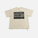 Load image into Gallery viewer, Satoshi Nakamoto Distressed Explicit T-shirt in cream