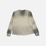 Load image into Gallery viewer, Satoshi Nakamoto thermal long sleeve T-shirt in dirty cream with distressed stencil graphic, view 2