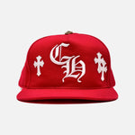 Load image into Gallery viewer, Chrome Hearts Leather Cross Patch CH Snapback Cap Red/White - front