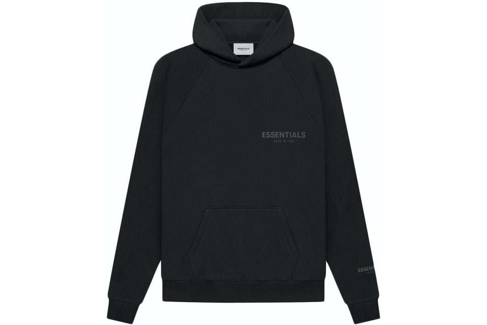 Fear of God ESSENTIALS Black Stretch Limo Core Collection Hoodie Hype Locker UK Crepsuk