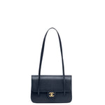 Load image into Gallery viewer, Chanel Small Preppy Flap Bag Grained Shiny Calfskin &amp; Gold-Tone Metal Dark Blue