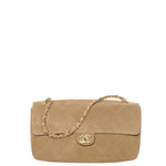 Load image into Gallery viewer, Chanel Suede Calfskin &amp; Gold Metal Dark Beige Maxi Flap Bag