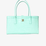 Load image into Gallery viewer, Chanel 26S Shopping Bag in Green Crocodile Embossed Calfskin Leather with Gold Hardware