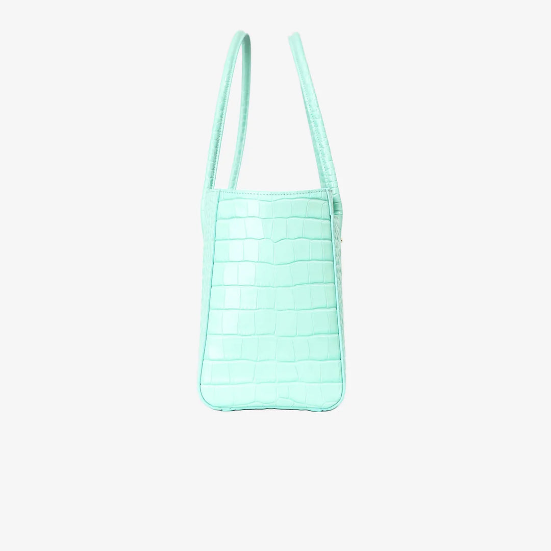 Chanel 26S Shopping Bag in Green Crocodile Embossed Calfskin Leather with Gold Hardware
