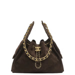 Load image into Gallery viewer, Chanel 25 Small Handbag Suede Calfskin &amp; Gold Metal Dark Brown
