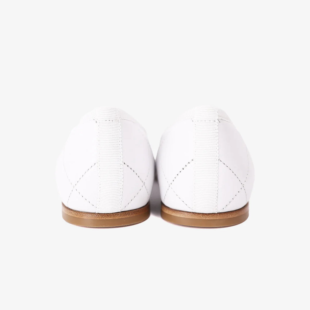 Chanel 2026 Coco Beach Cambon White and Black CC Logo Ballet Flats in Lambskin