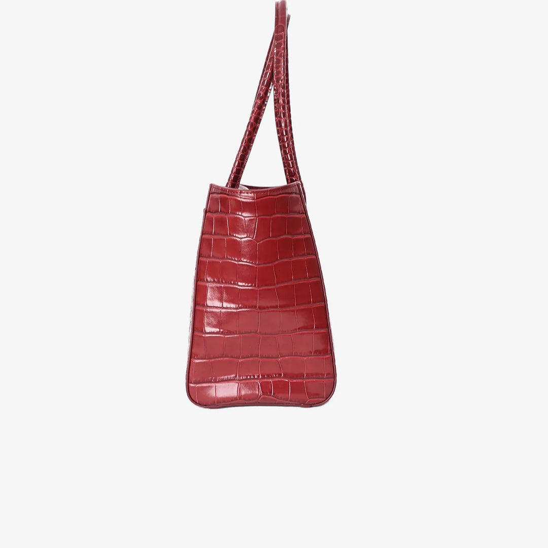 Chanel 26S Shopping Bag Small in Red Crocodile Leather with Gold Hardware