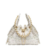 Load image into Gallery viewer, Chanel 25 Small Handbag Hobo Wool Tweed &amp; Gold-Tone Metal Ecru, Khaki, Gold &amp; Red
