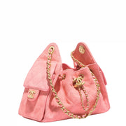 Chanel 25 Mini Handbag Suede Calfskin & Gold Metal Pink